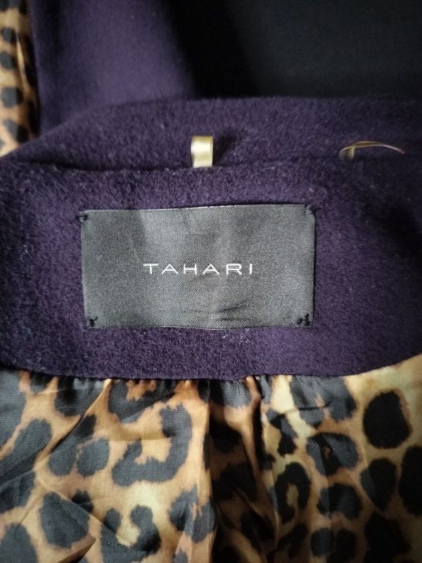 Photo 3 of WOMENS TAHARI PURPLE PEA COAT WITH LEOPARD PRINT LINING SIZE M