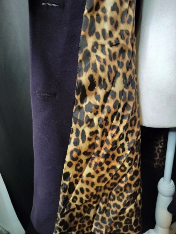 Photo 4 of WOMENS TAHARI PURPLE PEA COAT WITH LEOPARD PRINT LINING SIZE M