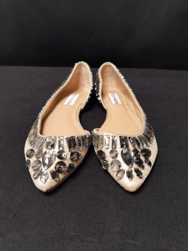 Photo 1 of WOMENS STEVE MADDEN EVRLAST PEWTER EMBELLISHED/RHINESTONE D’ORSAY BALLET FLATS SIZE 6