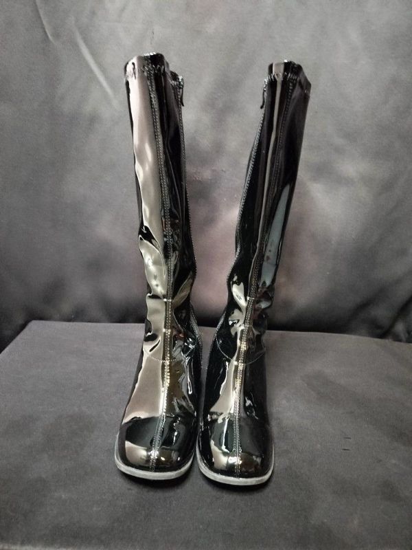 Photo 2 of WOMENS SHINY BLACK FAUX LEATHER GO GO BOOTS SIZE 11