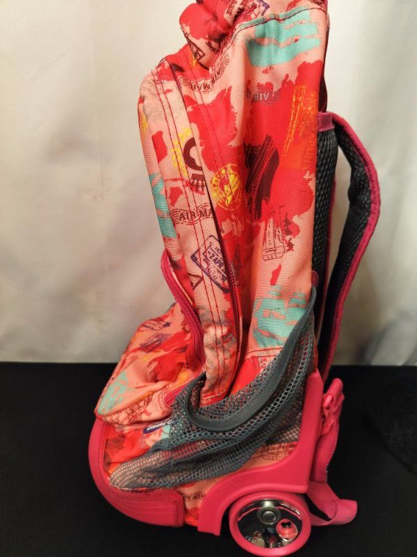 Photo 2 of J WORLD 18” SUNRISE ROLLING PINK ATLAS LUGGAGE BACKPACK