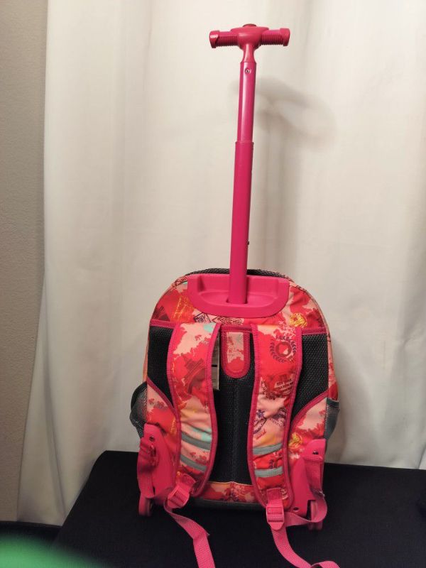 Photo 3 of J WORLD 18” SUNRISE ROLLING PINK ATLAS LUGGAGE BACKPACK