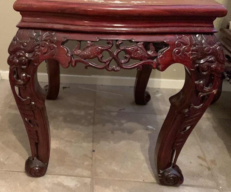 Photo 1 of ORIENTAL ROSE WOOD MOTHER OF PEARL INLAID ROYAL PALACE END TABLE $1000