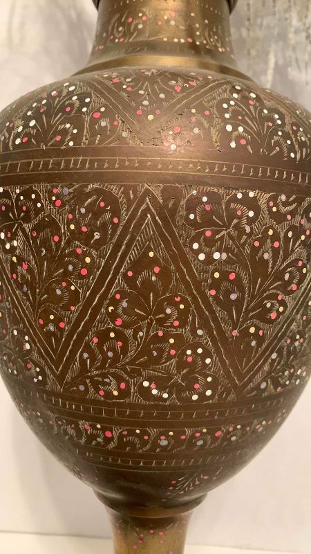 Photo 1 of BRASS VASE WITH FLOWERS 34”
