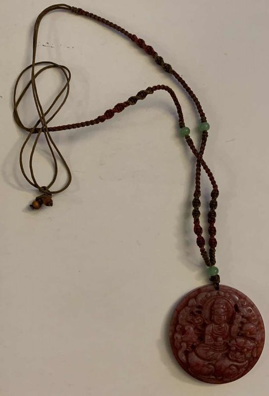 Photo 1 of RED JADE BUDDAH NECKLACE 2” WIDE