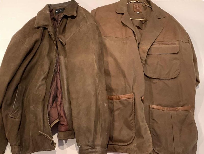 Photo 1 of PAIR OF MENS LEATHER JACKETS ONE IS FOR HUNTING SIZE XL