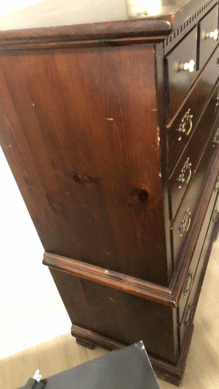 Photo 1 of ETHAN ALLEN ANTIQUED PINE OLD TAVERN RUSTIC AMERICANA CHEST ON CHEST 38” X 21” H 55”
