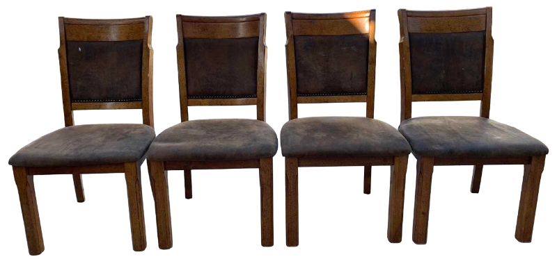 Photo 1 of 4 FAUX SUEDE LEATHER SEAT DINNER CHAIRS