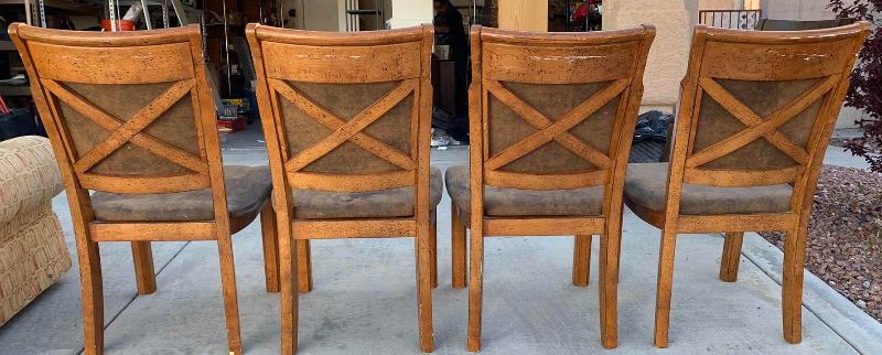 Photo 1 of 4 FAUX SUEDE LEATHER SEAT DINNER CHAIRS