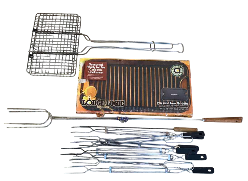 Photo 1 of CAST IRON GRIDDLE, BIG EASY ACCESSORY KIT, GRILLING BASKET & SKEWERS/GRILLING STICKS