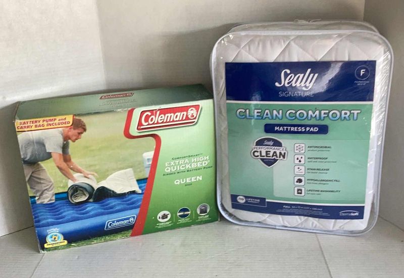 Photo 1 of COLEMAN INFLATABLE QUEEN BED AND SEALY FULL SIZE MATTRESS PAD