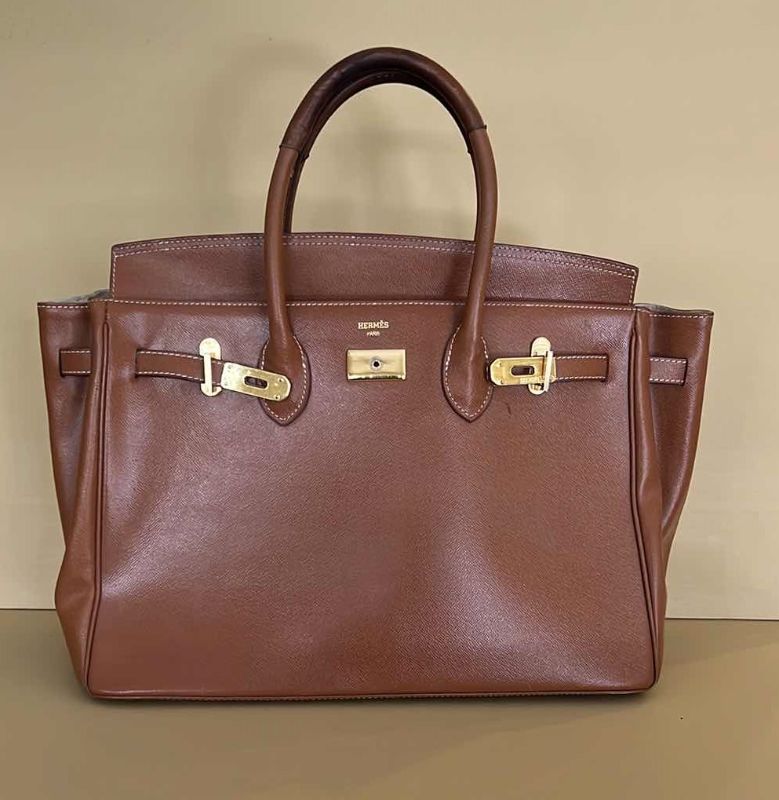 Photo 1 of TAN LEATHER HERMES LABEL HANDBAG (NOT AUTHENTIC)