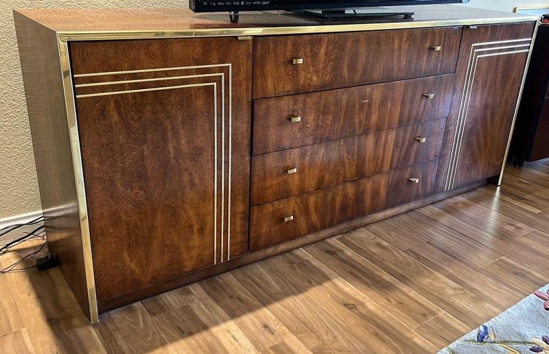 Photo 1 of VINTAGE JACK CARTWRIGHT FOR FOUNDERS ROSEWOOD 4 DRAWER DRESSER 72” x 18” H29” (TV SOLD SEPARATELY)