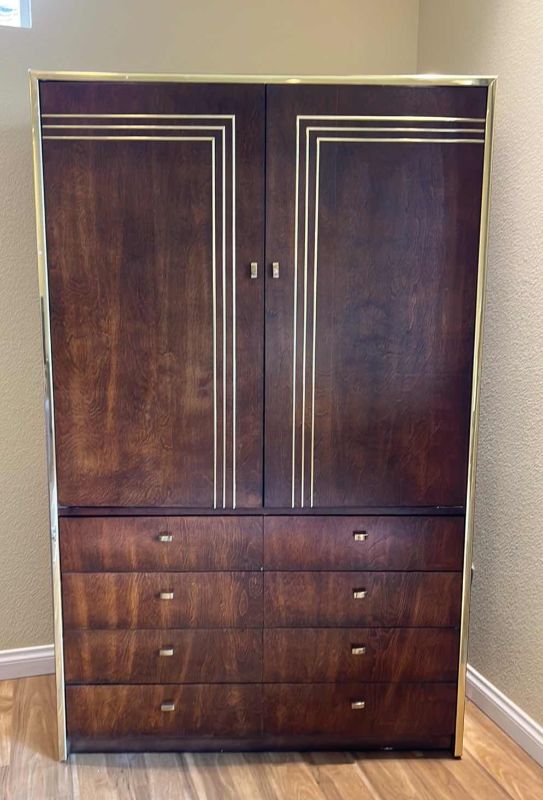 Photo 1 of VINTAGE JACK CARTWRIGHT FOR FOUNDERS ROSEWOOD ARMOIRE W CHEST OF DRAWERS 40” x 18” H64” 