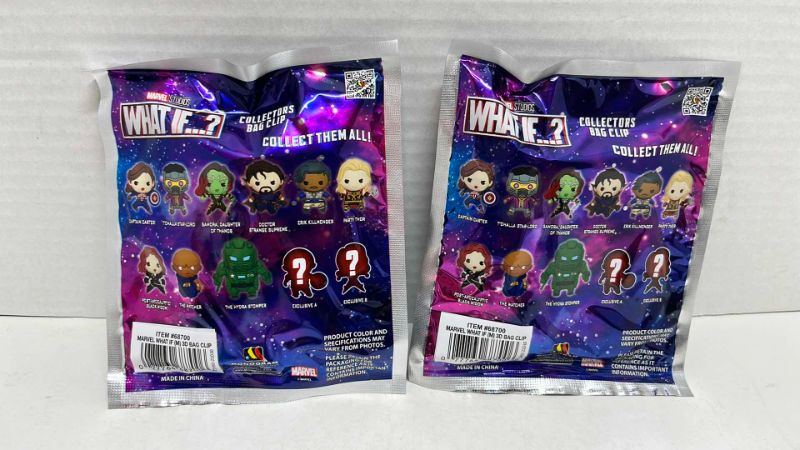 Photo 1 of NIP MARVEL STUDIOS WHAT IF? MYSTERY COLLECTORS BAG CLIPS & MARVEL ZOMBIES GAMBIT BOBBLEHEAD FUNKO POCKET POP KEY CHAIN (3)