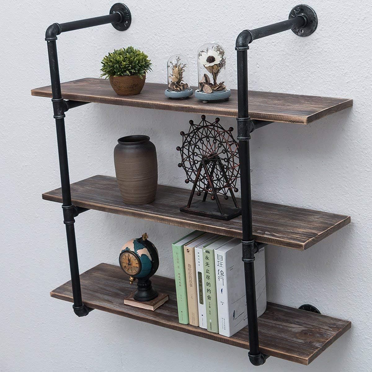 Photo 2 of INDUSTRIAL PIPE SHELVING 3 TIER RUSTIC FLOATING SHELVES