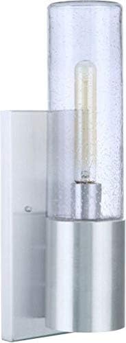 Photo 1 of CRAFTMADE SABRE 1 LIGHT CLEAR SEEDED GLASS CYLINDER WALL SCONCE SATIN ALUMINUM MODEL ZA3910-SA-LED