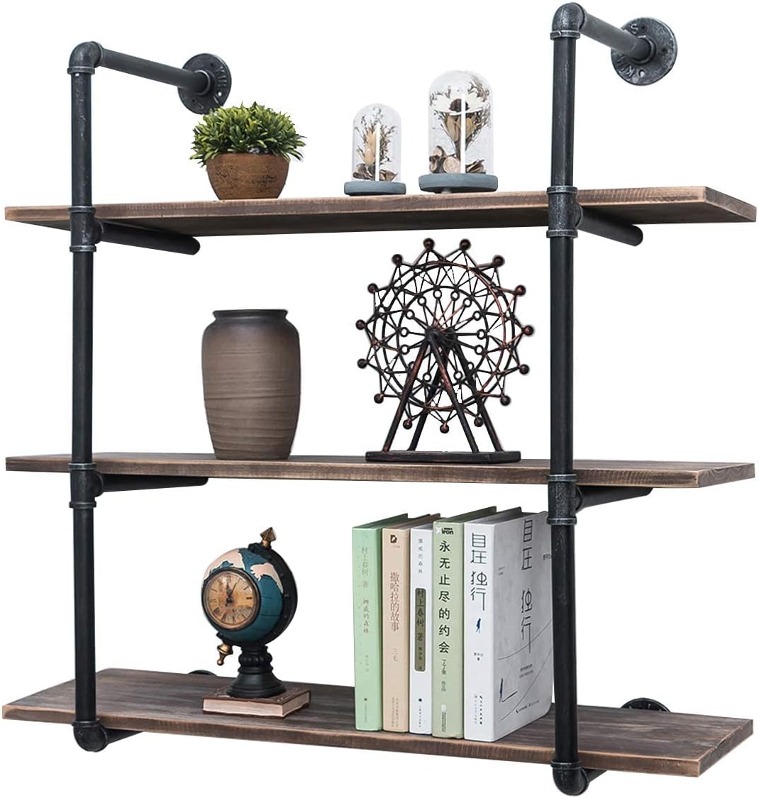 Photo 2 of INDUSTRIAL PIPE SHELVING 31-1/2” 3 TIER RUSTIC FLOATING SHELVES