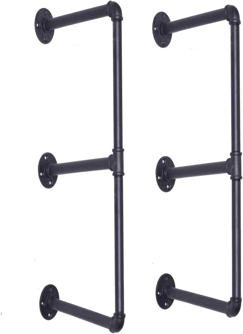 Photo 1 of INDUSTRIAL BLACK PIPE WALL MOUNT 2 TIER HARDWARE ONLY NO SHELVES