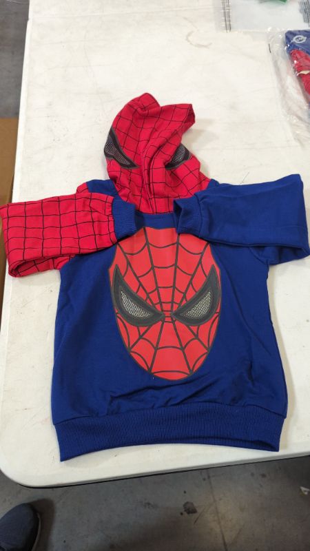 Photo 2 of 2Piece Toddler Kids Baby Boys Spiderman Outfits Set,Long Sleeve Pullover Hoodie Sweatshirt Pants Clothing Suit Blue, Size 120 