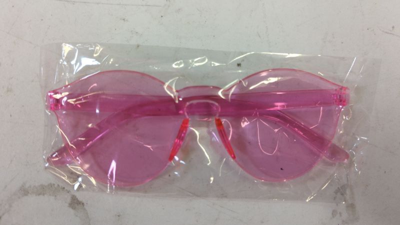 Photo 2 of 6 Pieces Rimless Sunglasses Colored Glasses Frameless Sunglasses Transparent Tinted Glasses Heart Sunglasses (Pink)