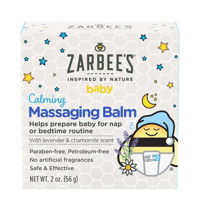 Photo 1 of Zarbee's Baby Massage Balm, Calming and Soothing Sleep with Shea Butter, Lavender and Chamomile, 2 oz Jar