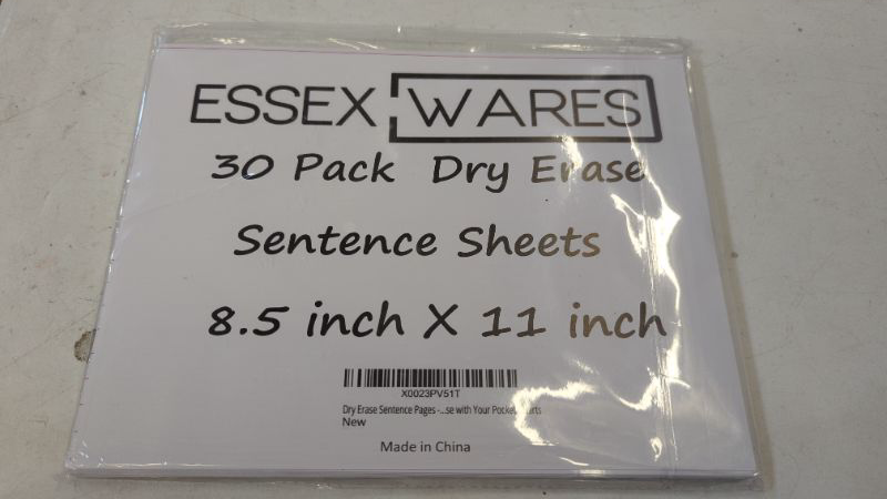 Photo 2 of Essex Wares Dry Erase Handwriting Paper/Sentence Sheets 8.5" x 11" – Thirty (30) Pack Just Write and Then Wipe Away – Reuse Multiple Times – Similar Functionality as Dry Erase Lap Boards