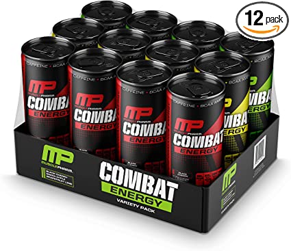 Photo 1 of **NO EXP DATE ON PACKAGING** MusclePharm Combat Energy Drink 16oz (Pack of 12) Variety Pack - Grapefruit Lime, Green Apple & Black Cherry - Sugar Free Calories Free - Perfectly Carbonated with No Artificial Colors or Dyes
