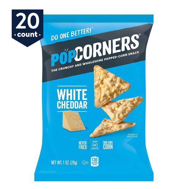 Photo 1 of  **Non Refundable** PopCorners Popped Gluten Free Corn Snacks, White Cheddar, 1 oz Bags, 20 Count, Dec 13, 2022 //  sold as is 
