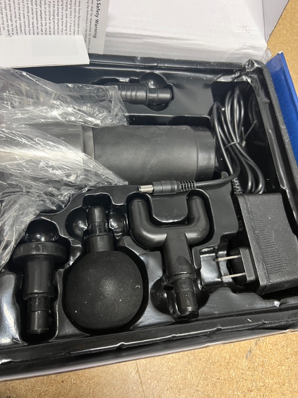 Photo 4 of Massage Gun Deep Tissue Percussion Electric Muscle Massager, Portable Handheld Ultra-Quiet Brushless Motor, Relieves Muscle Tension, Including 4 Massage Heads (Grey)
