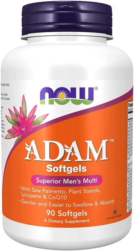 Photo 1 of **BB:03/2024**- NOW Supplements, ADAM™ Men's Multivitamin with Saw Palmetto, Plant Sterols, Lycopene & CoQ10, 90 Softgels
