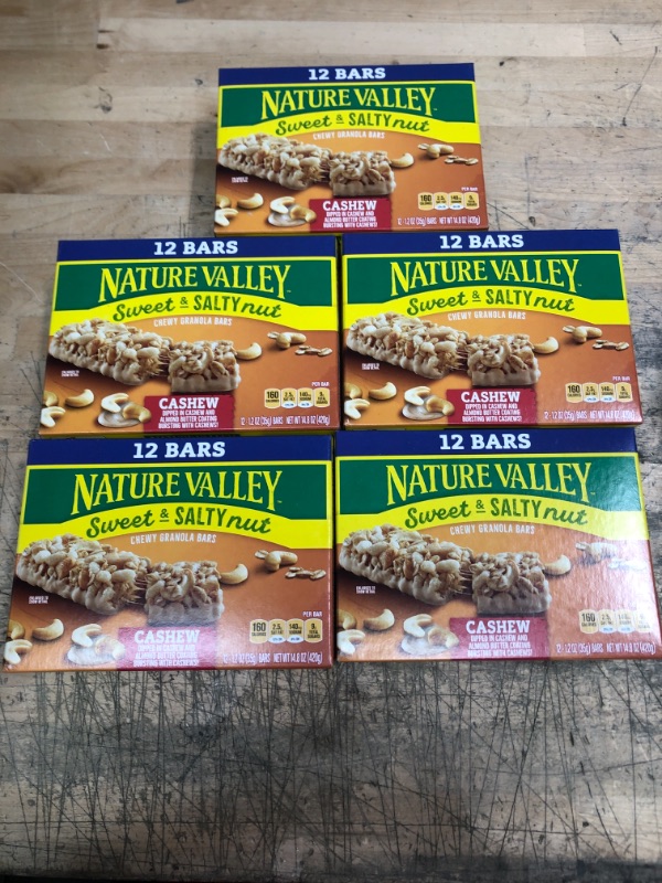 Photo 2 of **EXPIRES JUNE 2022** Nature Valley Granola Bars, Sweet and Salty Nut, Cashew, 1.2 oz, 12 ct (5 BOXES)
