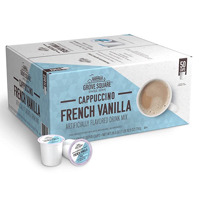 Photo 1 of ** EXP: MAR 05 23 **   *** NON-REFUNDABLE**   ** SOLD AS IS**
Grove Square Cappuccino Pods, French Vanilla, Single Serve (Pack of 50) (Packaging May Vary)
