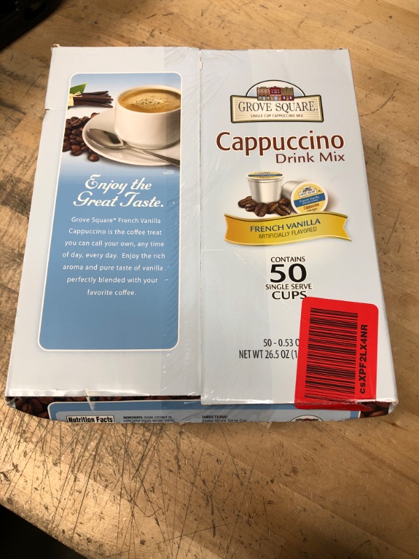 Photo 2 of ** EXP: MAR 05 23 **   *** NON-REFUNDABLE**   ** SOLD AS IS**
Grove Square Cappuccino Pods, French Vanilla, Single Serve (Pack of 50) (Packaging May Vary)
