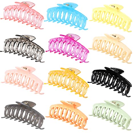 Photo 1 of ** SETS OF 2**
12 Pcs Hair Claw Clips For Women - Large Claw Clips Colorful 4.3 Inch Large Hair Clips?For Women Thick Thin Long Hair

