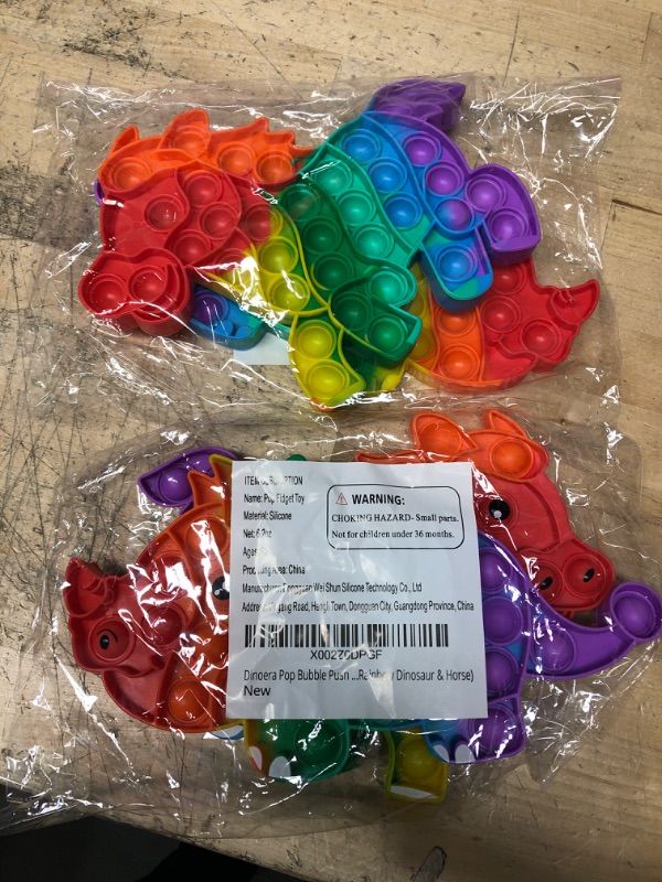 Photo 2 of ** SETS OF 2**
2 Pack Big Size Pop Fidget Toys - Jumbo Push Pop Bubble Popping Autism Sensory Toy Giant Fidget Poppers Stress Relief Poppet Its Easter Gifts Boys Girls Adults (9 Inch Large Rainbow Dinosaur&Horse)