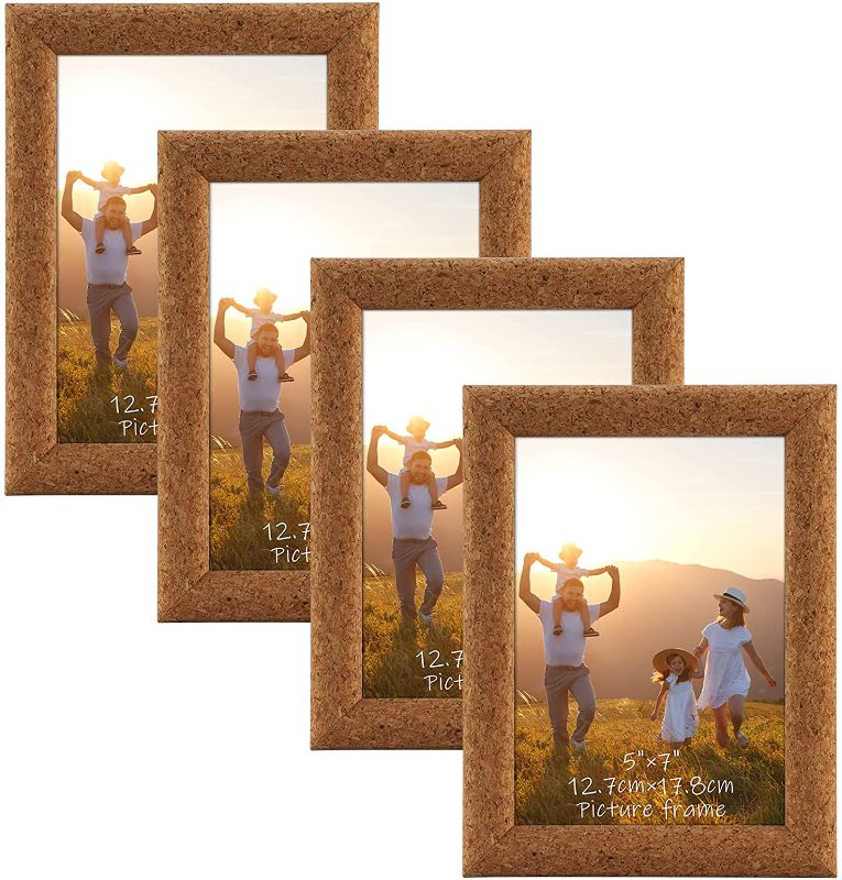 Photo 1 of  CORK Wooden 5 x 7 Picture Frames, Wall and Tabletop Frames for Photo 5 by 7
BOX of 4