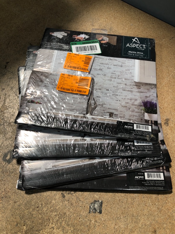 Photo 1 of ** SETS OF 4**
Collage 11.75 in. x 6 in. Metal and Composite Peel and Stick Backsplash in Marble Shine (2-Pack)
