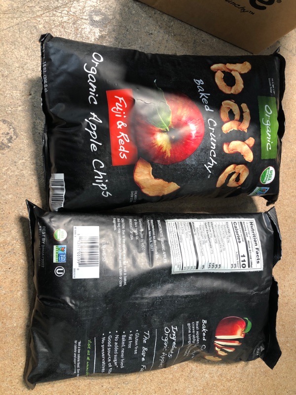 Photo 2 of ** EXP: 20 MAY 2022 **  ** NON-REFUNDABLE ***  ** SOLD AS IS**  
Bare Baked Crunchy Organic Apple Chips, Fuji & Reds, Gluten Free, 14 Ounce Bag, 2 Count
