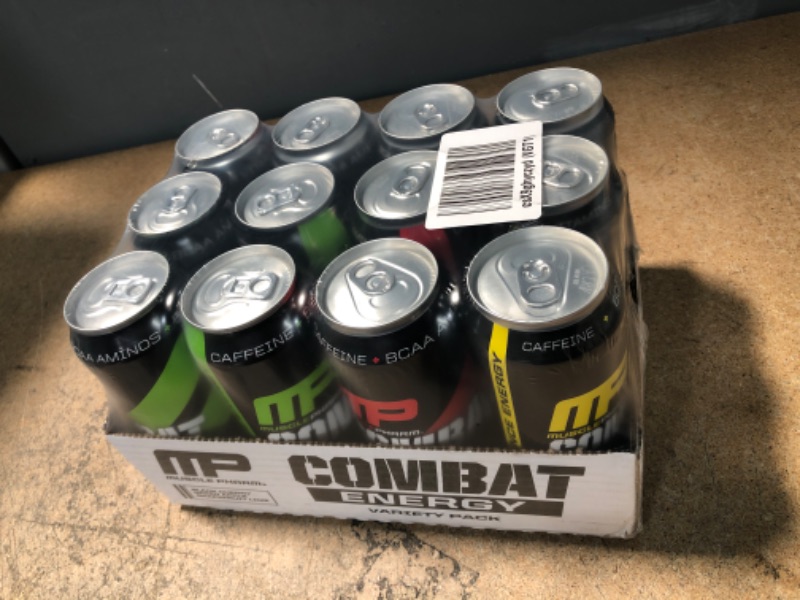 Photo 2 of ** NO EXPIRATION PRINTED **  ** NON-REFUNDABLE**  ** SOLD AS IS **
MusclePharm Combat Energy Drink 16oz (Pack of 12) Variety Pack - Grapefruit Lime, Green Apple & Black Cherry - Sugar Free Calories Free - Perfectly Carbonated with No Artificial Colors or 