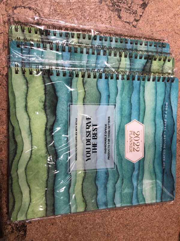 Photo 2 of ** SETS OF 3**
2022 Planner -Weekly & Monthly with Tabs, 8" x 10" Contacts + Calendar + Holidays + Thick Paper + Twin-Wire Binding - Green Waves
