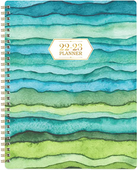 Photo 1 of ** SETS OF 3**
2022-2023 Planner - Planner 2022-2023 Weekly & Monthly with Tabs, 8" x 10", Jul. 2022 - Jun. 2023, Contacts + Calendar + Holidays + Thick Paper + Twin-Wire Binding - Green Waves
