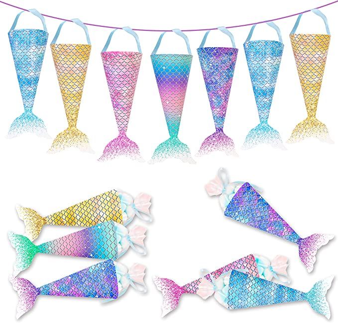 Photo 1 of ** SETS OF 2**
Mermaid Tail Party Favor Treat Box Mermaid Candy Boxes with Ribbons for Under The Sea Party Mermaid Birthday Party Supplies
