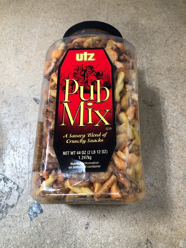 Photo 2 of ** EXP:MAR 22 2022**  ** NON-REFUNDABLE**  ** SOLD AS IS**
Utz Pub Mix - 44 Ounce Barrel - Savory Snack Mix, Blend of Crunchy Flavors for a Tasty Party Snack - Resealable Container - Cholesterol Free and Trans-Fat Free
