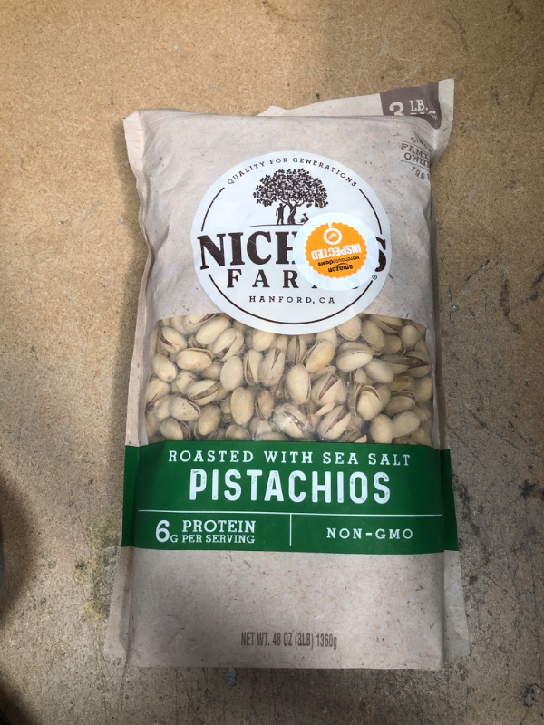 Photo 2 of **EXPIRES MAY 2022** In-Shell Pistachios - Roasted & Sea Salted Pistachios 3lb Bag - Non-GMO, Gluten Free, and Kosher - Nichols Farms
