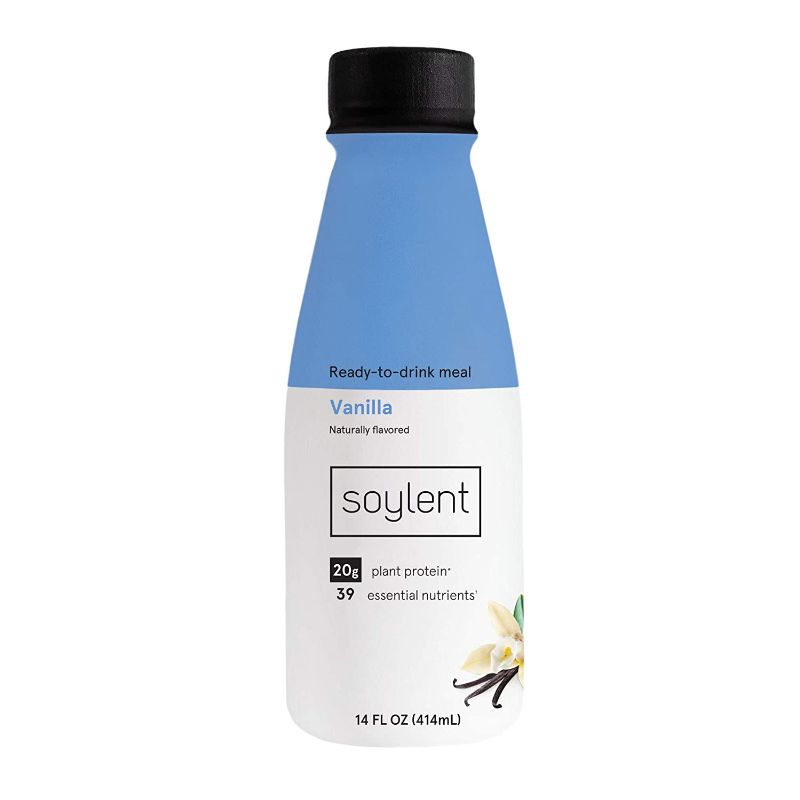 Photo 1 of **EXPIRES MARCH 2022** Soylent Complete Nutrition Gluten-Free Vegan Protein Meal Replacement Shake, Vanilla, 14 Fl. Oz (Pack of 12)
