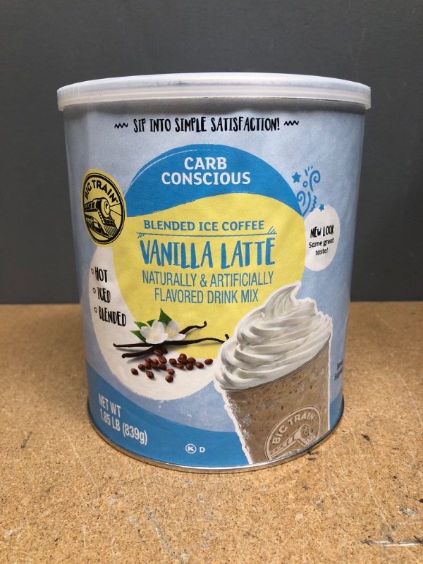 Photo 2 of **EXPIRES DECEMBER 2022** Big Train Low Carb Blended Ice Vanilla Latte Mix, 1.85 lb Can
