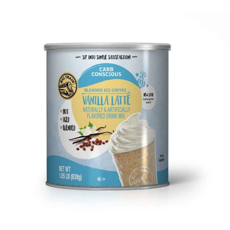 Photo 1 of **EXPIRES JUNE 2022** Big Train Low Carb Blended Ice Vanilla Latte Mix, 1.85 lb Can
