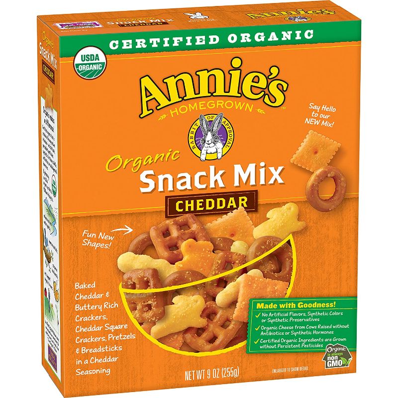 Photo 1 of **EXPIRES MAY 2022** Annie's Organic Cheddar Snack Mix, Baked Cheese Crackers and Pretzels, 9 oz Box (Pack of 4)
