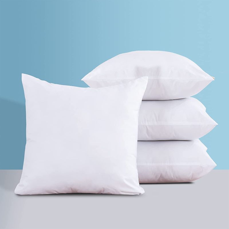 Photo 1 of 18 x 18 Throw Pillows Insert Set of 4, Standard White Bedding Pillow, Indoor